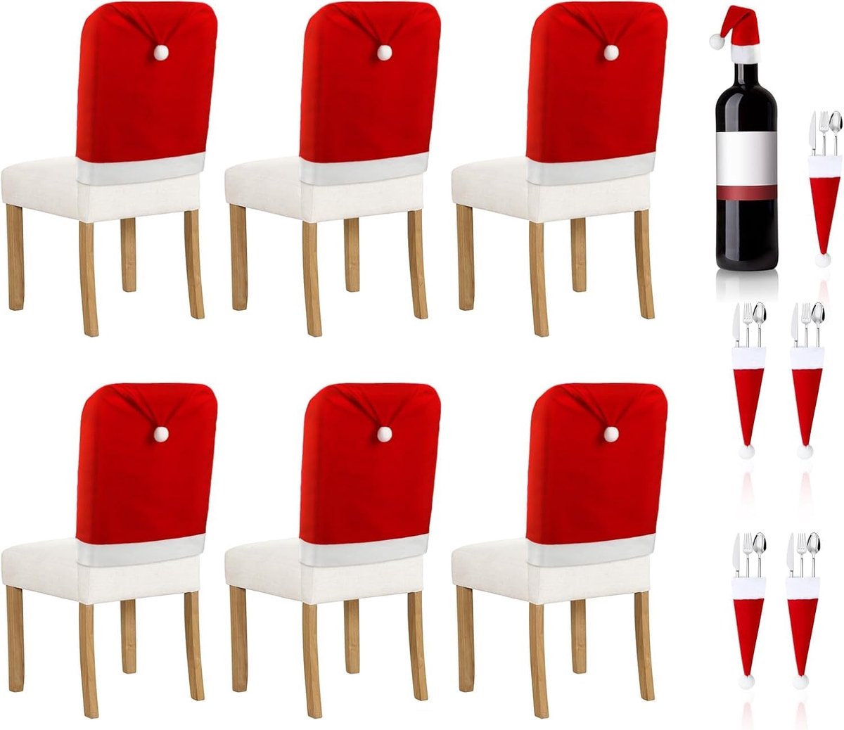 Stoelhoezen-Stoelbeschermers-set van 6-rood-c