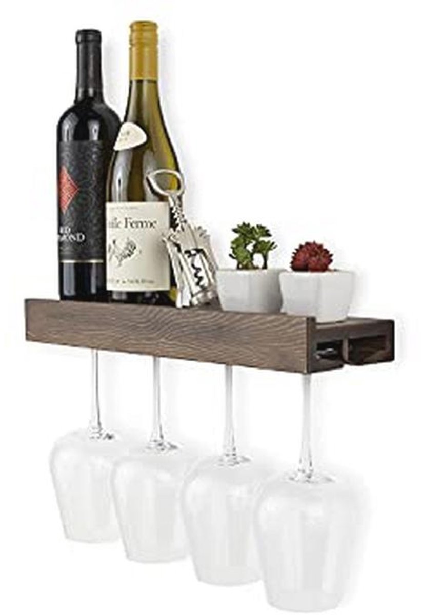 Wandgemount Monteer voor Houten Flessen en Glazen - Rustic Design