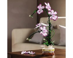 MJL Botanical Collectie - Orchidee Paars in Pot - Cymbidium - Kunstbloemen Boeket - Bouwset Volwassenen - Kunstorchidee - Botanical Bloemen - Botanical Flowers Collection - Kerst Cadeau
