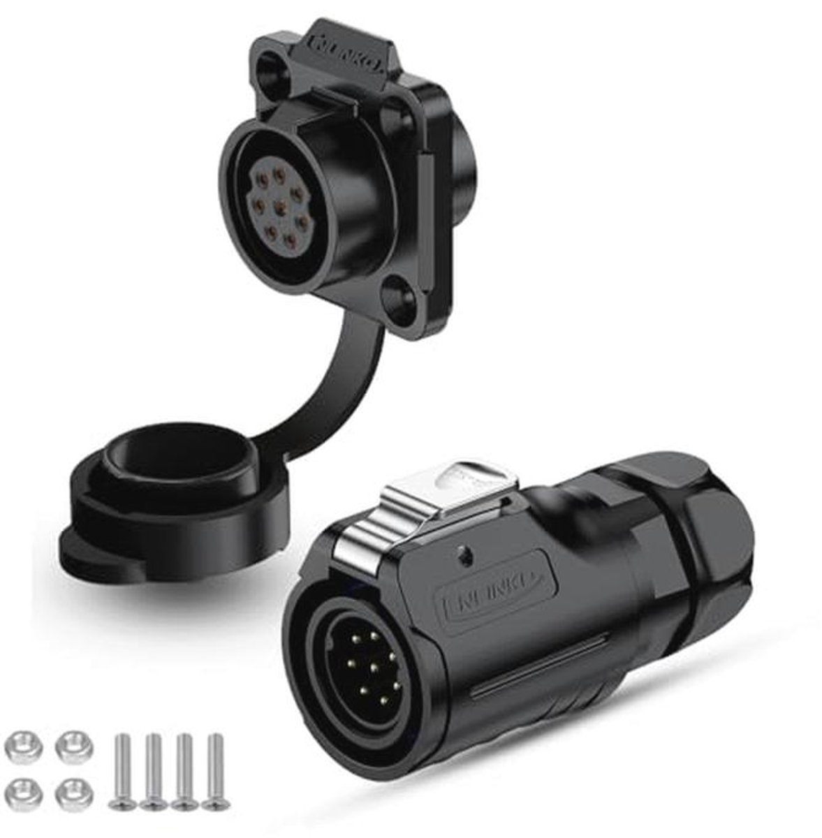 Waterdichte ronde connector IP68 - industriële 8-polige flensstekker voor diverse toepassingen
