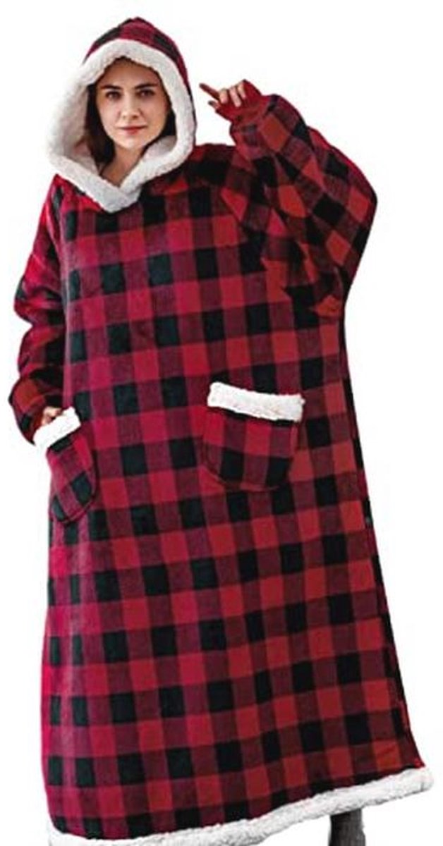 Oversized Hoodie Dekbed voor Volwassenen - Flanellen Fleece Sweatshirt met Mouwen en Kap