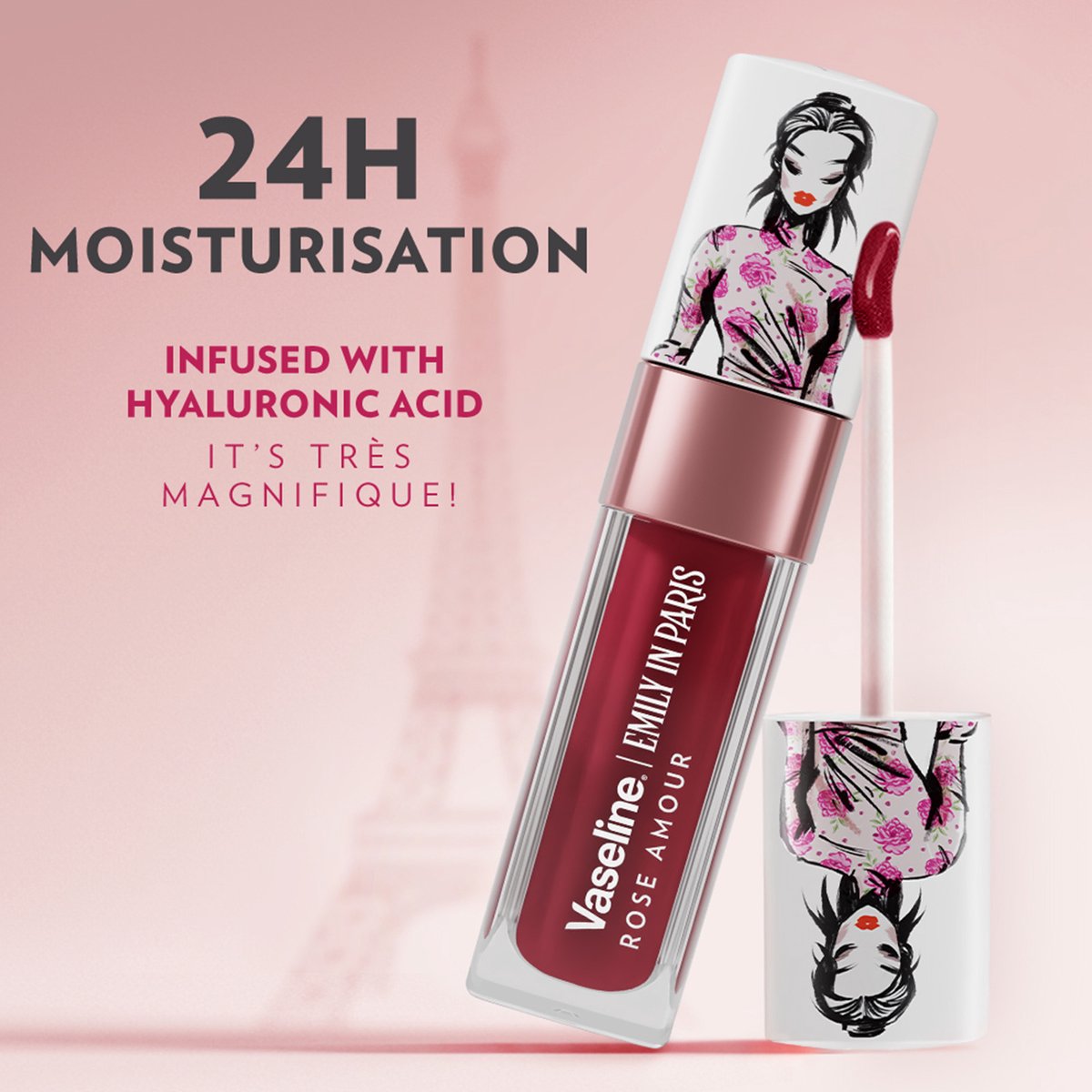 Vaseline x Emily in Paris Lip Oil Rose Amour, getinte lipgloss voor vollere lippen (1x4g) — cadeau in Verzorging - foto 6