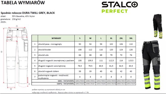 STALCO Pantalon de travail Dura Twill X "L" noir