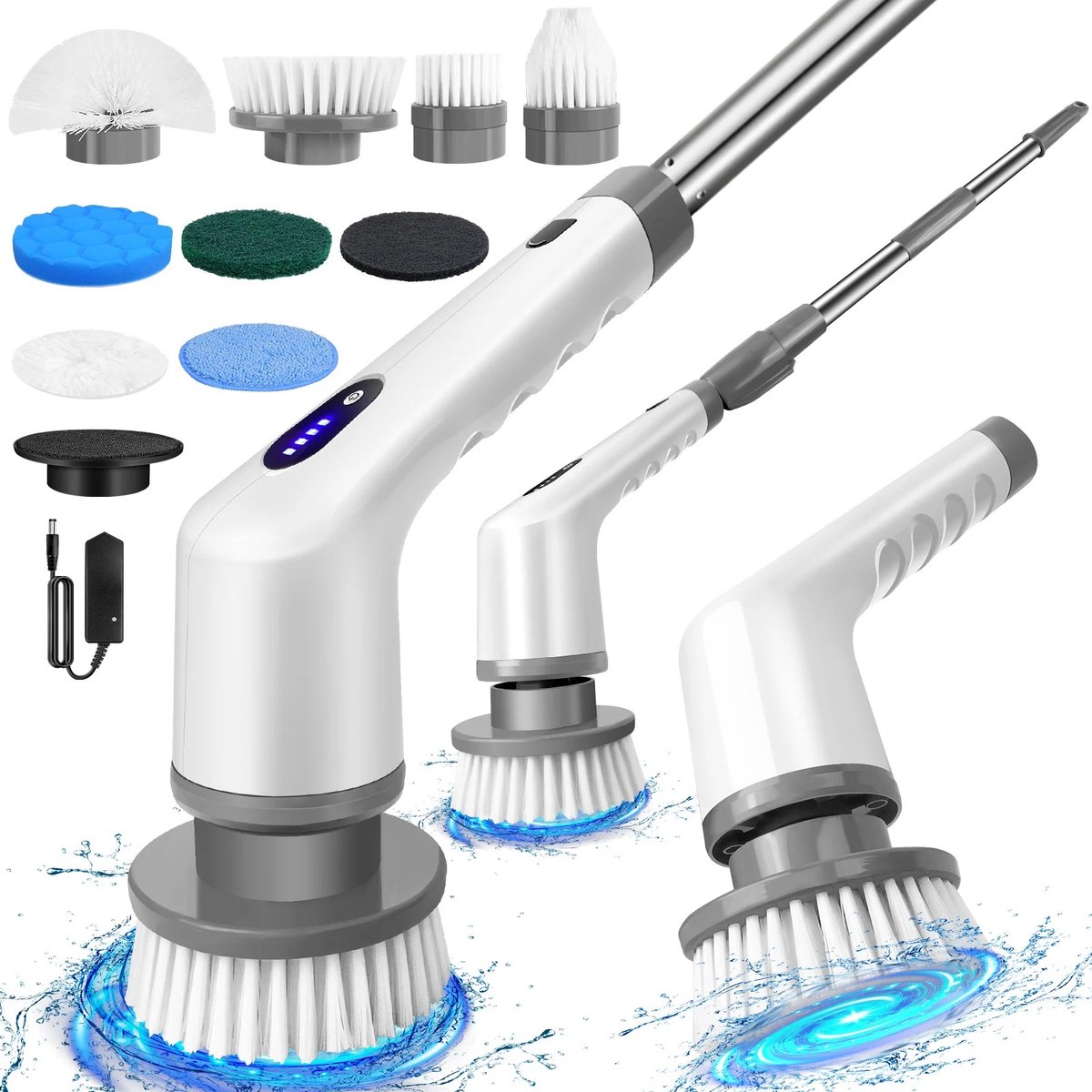 Cissé – Elektrische Reinigingsborstel 10-in-1 | Telescopische Steel | USB Oplaadbaar | 2 Snelheden | Waterproof