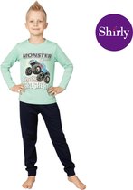 Pyjama garçon - Ensemble pyjama - Katoen - Vert - Monster Truck Power Crusher - 4045 - 7-8 ans