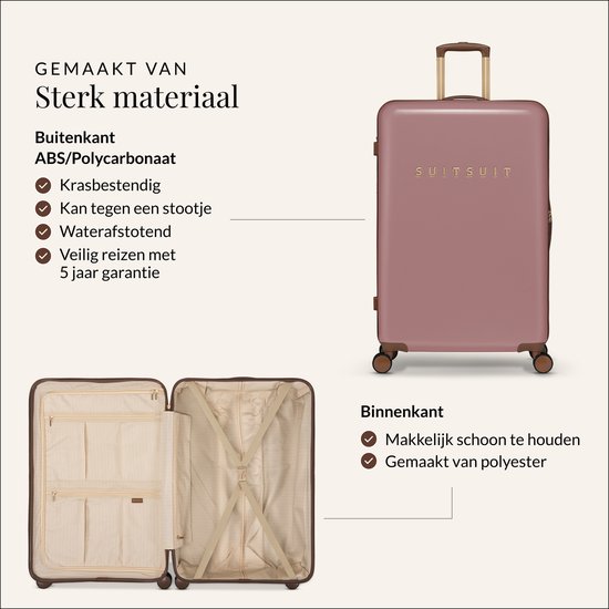 Roze SUITSUIT koffer van ABS/polycarbonaat, krasbestendig. Binnenkant van polyester.