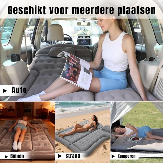 RWB® Auto Matras - Auto Luchtbed - Opblaasbed Auto - 170 x 130 x 12 - met Luchtpomp van Merkloos — afbeelding 5