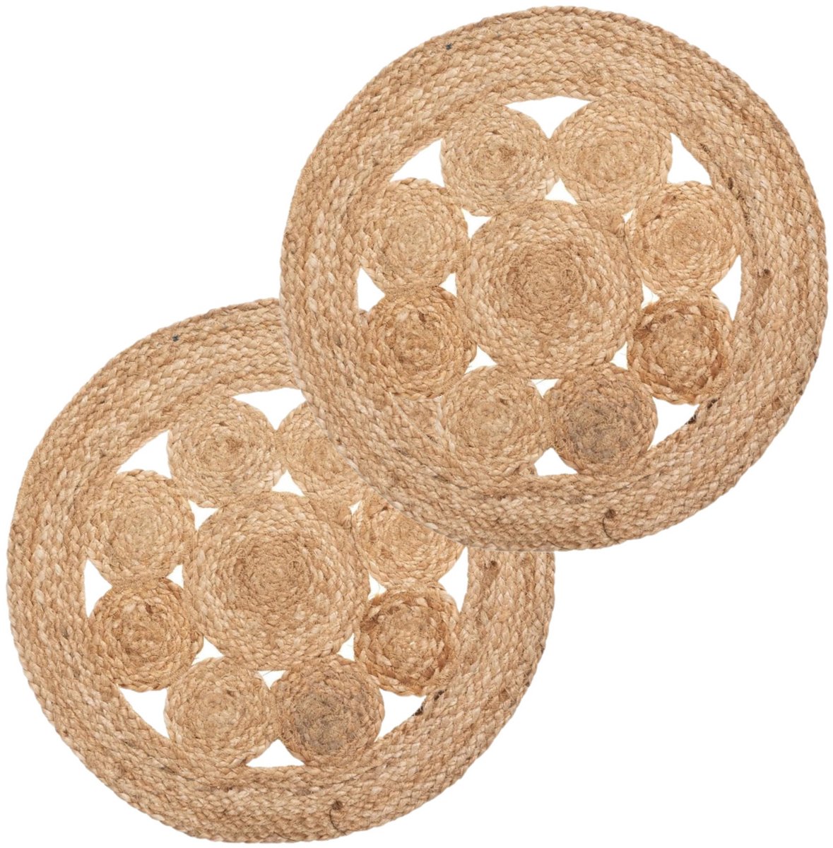 Atmosphera Placemats Jute – Set van 8 – Ø 38 cm – Beige – Scandinavisch Design – Onderleggers Eettafel