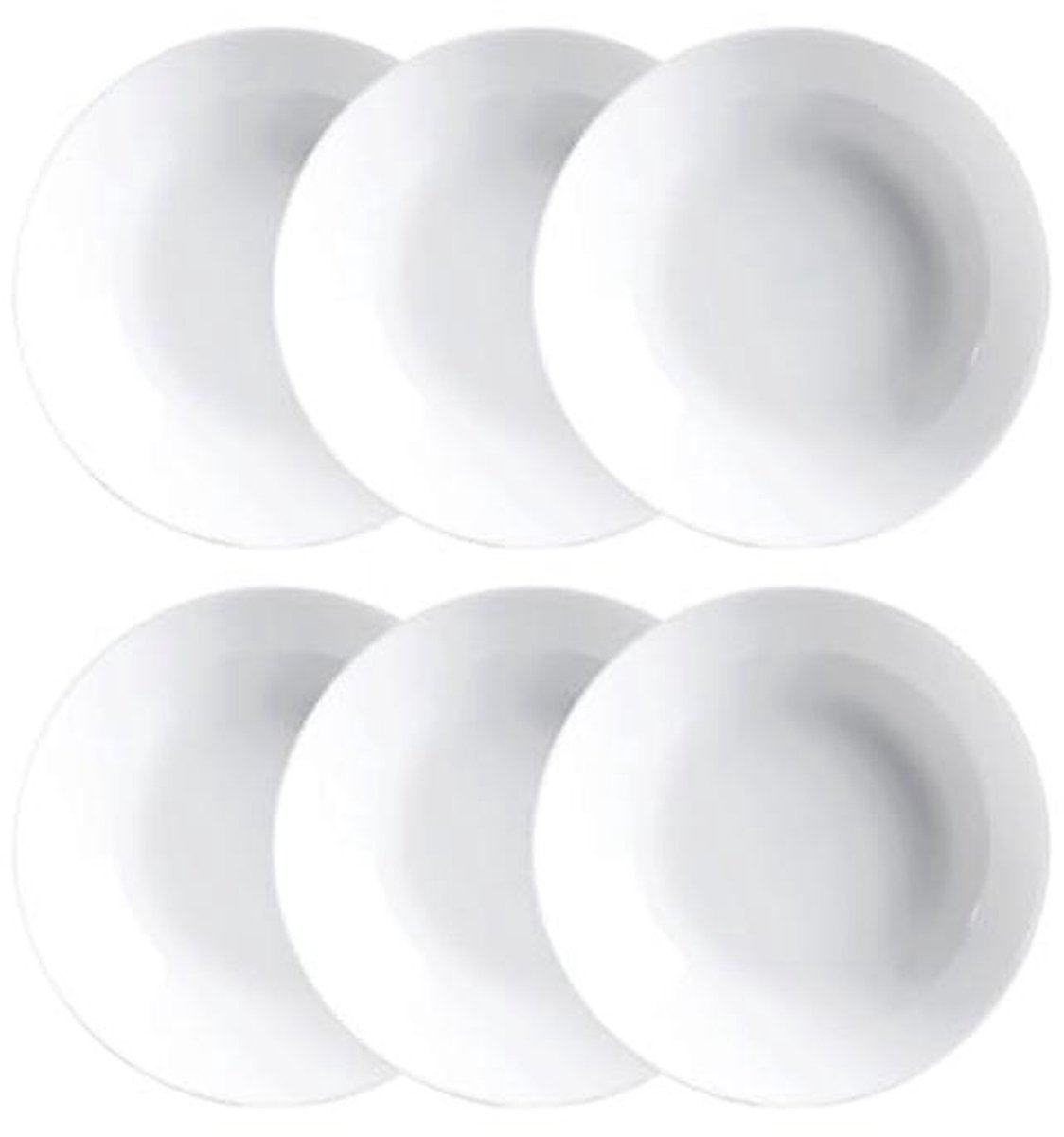 Diepe borden set van 6 - Opaal wit 20 cm - Perfect voor elke gelegenheid