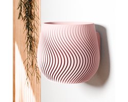Fleuriek - Hangende bloempot modern design - Lichtgewicht & duurzame plantenpot van bioplastic, voor kleine en middelgrote kamerplanten - Roze plantenpot - Ø12 cm