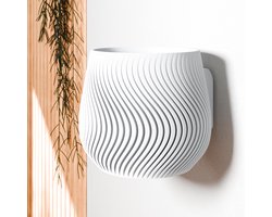 Fleuriek - Hangende bloempot modern design - Lichtgewicht & duurzame plantenpot van bioplastic, voor kleine en middelgrote kamerplanten - Witte plantenpot- Ø15 cm