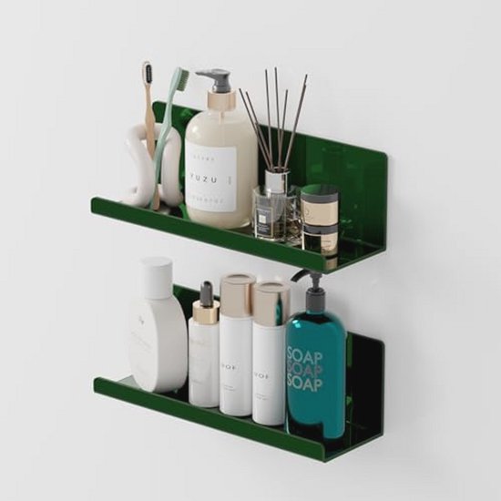 JOOM Kleine metalen wandplank - metalen wandplank, zwarte zwevende plank, kleine badkamerplank, displayplanken voor opslag (wit, 20,5 cm