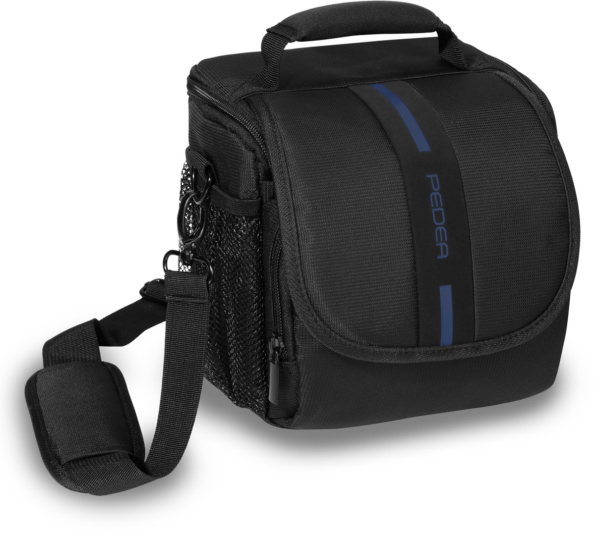 PEDEA Cameratas ESSEX - Fototas - Regenhoes - Accessoirevakken - Zwart/Blauw