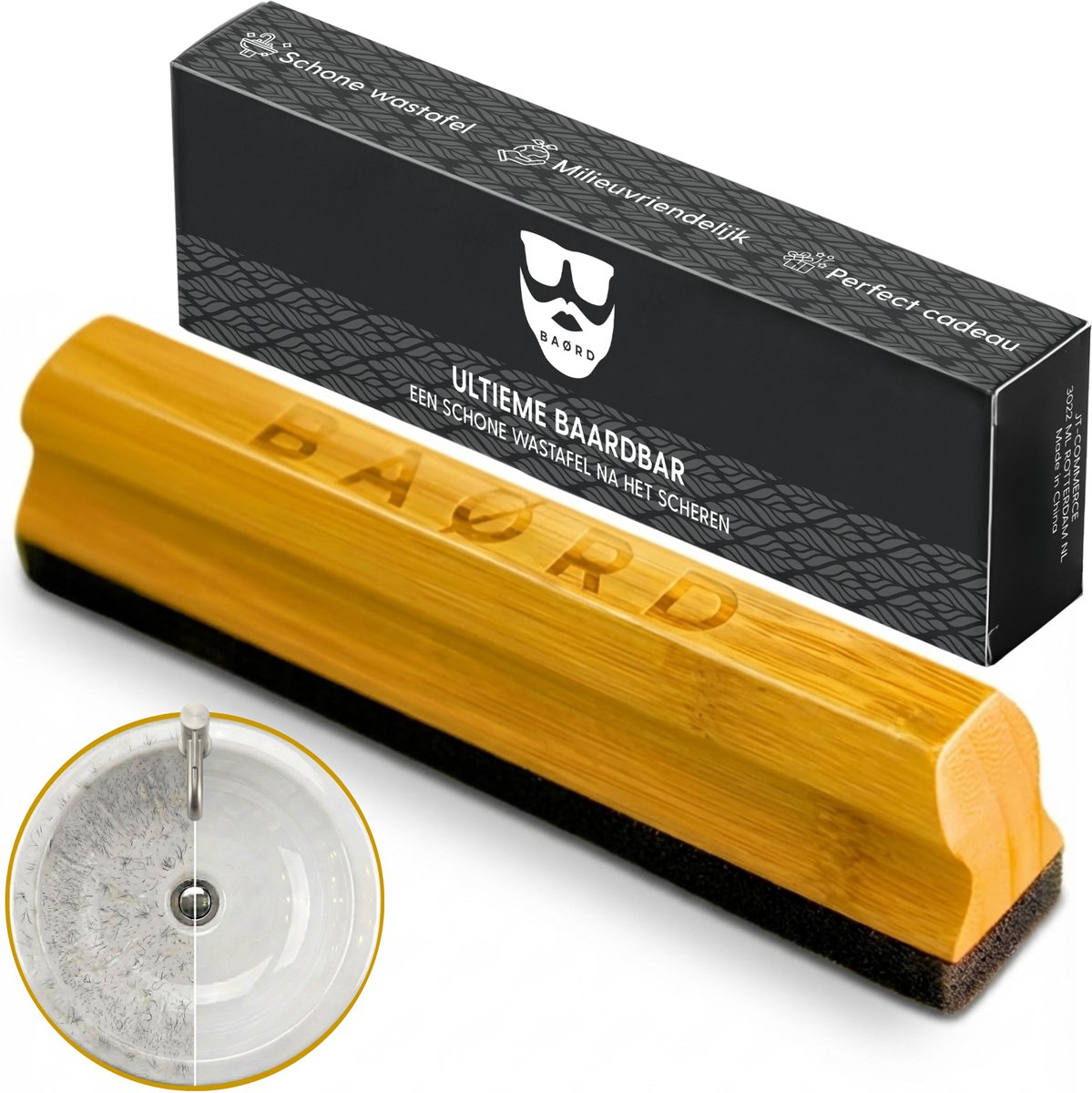 BAØRD Ultieme Baardbar – Baardhaar Opruimen - Opvangen - Schone Wastafel - Gootsteen - Beardbar – Baardverzorging – Haarvrij – Badkamer Schoonmaken – Baard Hem - Scheren – Baardborstel - Vader Verjaardag Cadeautje - Cadeau Mannen Origineel – Voor Man