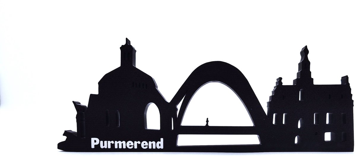 Purmerend Skyline Silhouet – Koepelkerk Decoratie 3D Print Zwart – Typisch Noord-Hollands Souvenir Cadeau