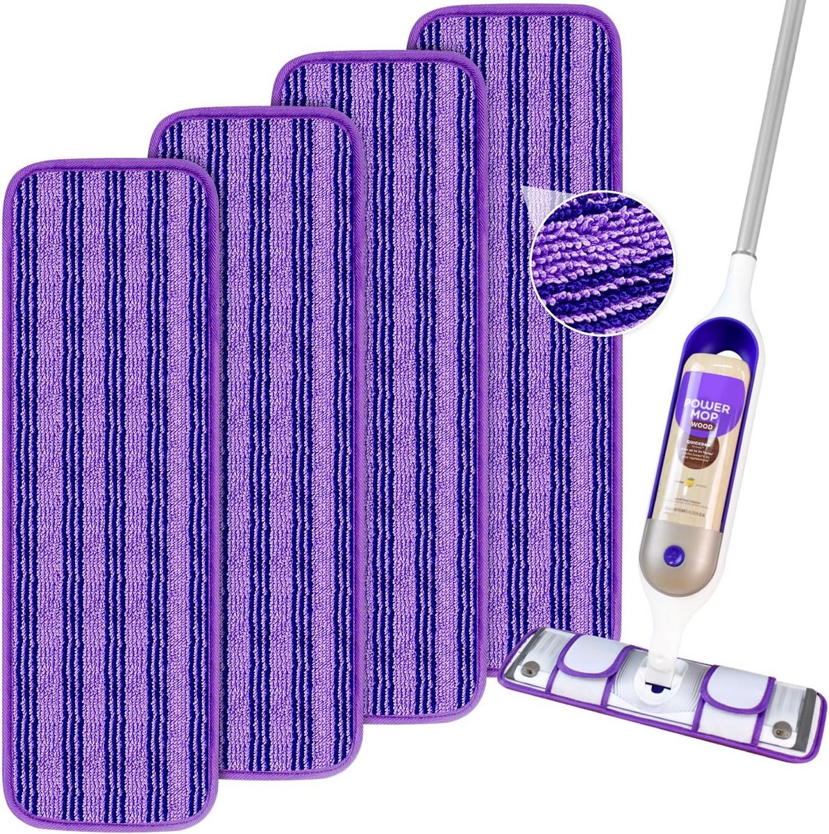 Herbruikbare Microvezel Dweilpads (4 Stuks) - Wasbaar & Navulbaar voor Vloermop