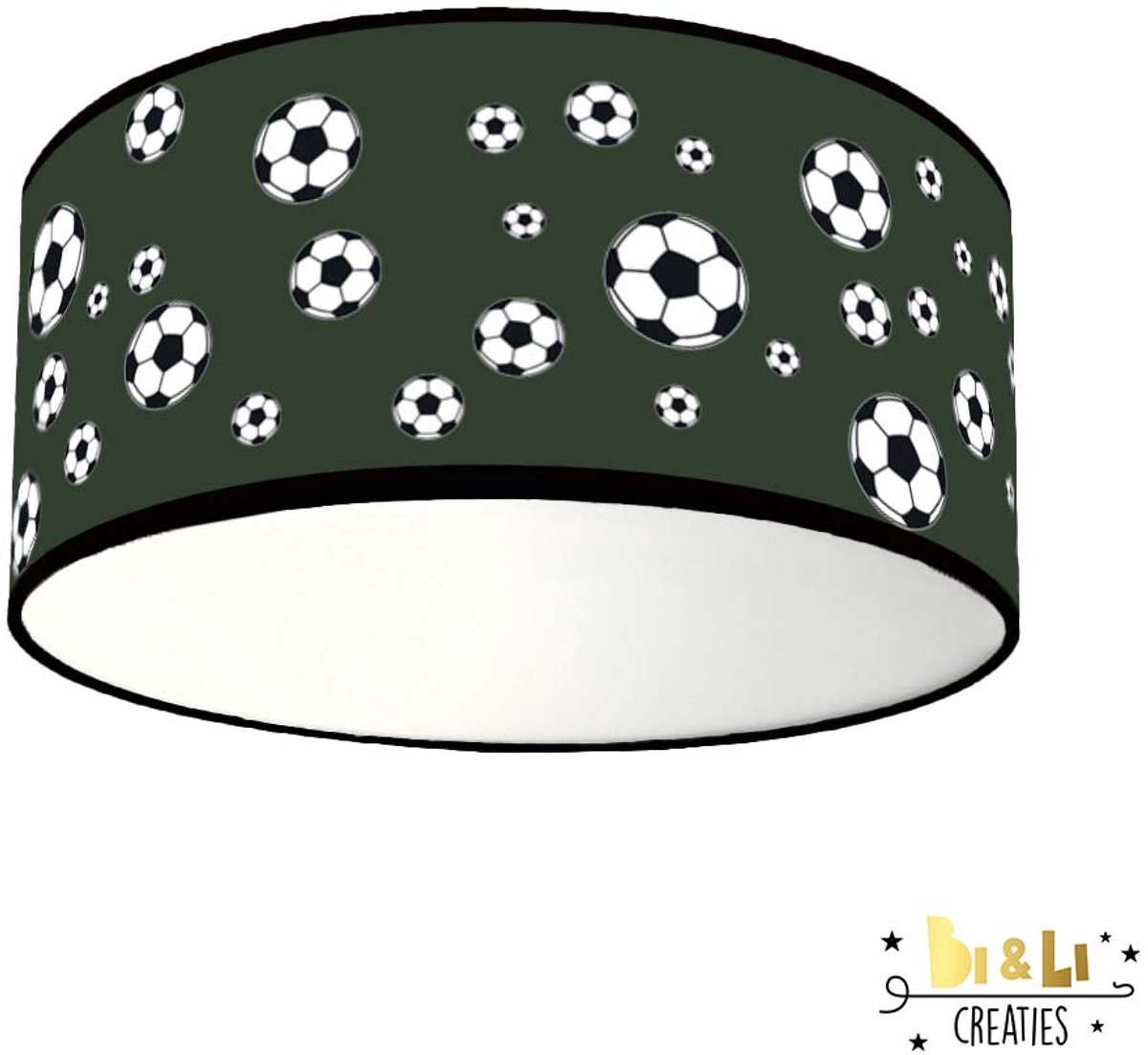 Plafondlamp voetbal donkergroen-sfeerverlichting-incl diffuser-voetbal-lamp-incl plafondfitting