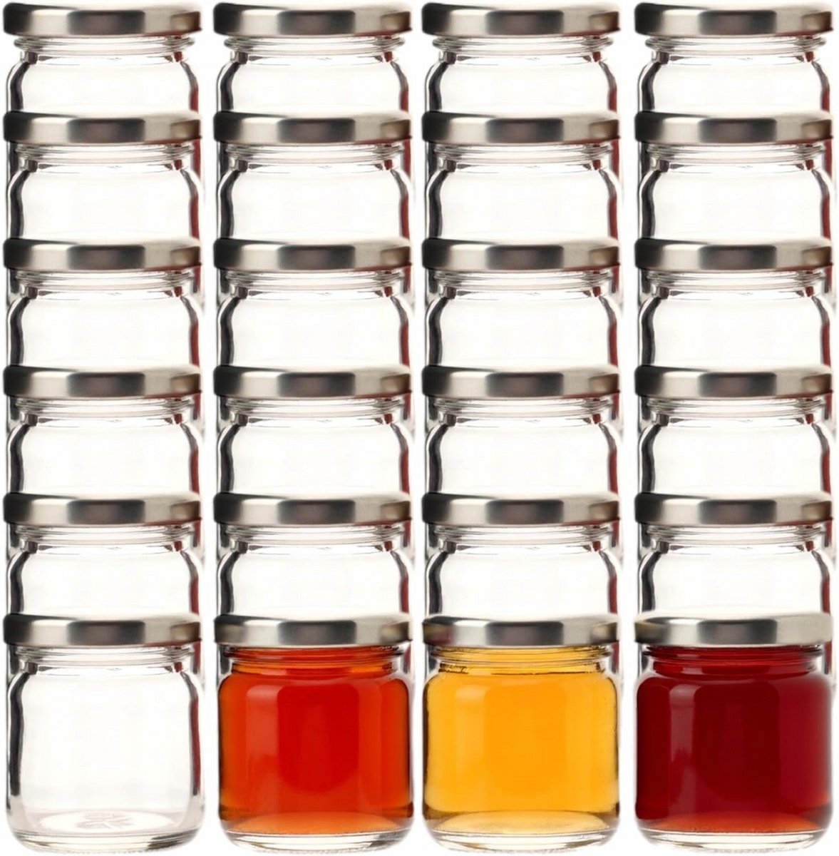 Set van 24 Mini Inmaakpotjes 40 ml met Schroefdeksel Zilver - Ideaal voor Kruiden en Jam