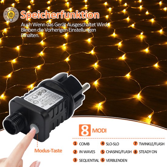 NAIZY LED-lichtnet 6x4 M – 480 LEDs RGB – Lichtgordijn Voor Binnen & Buiten – 8 Modi – Feest, Kerst, Bruiloft – IP44 Waterdicht