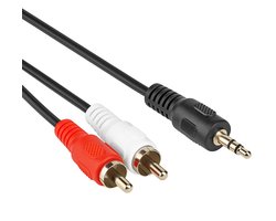 Jack naar tulp kabel 3.5 mm - Universeel - 3,5 mm jack naar 2x RCA Male - Zwart - 1.5 meter - Allteq