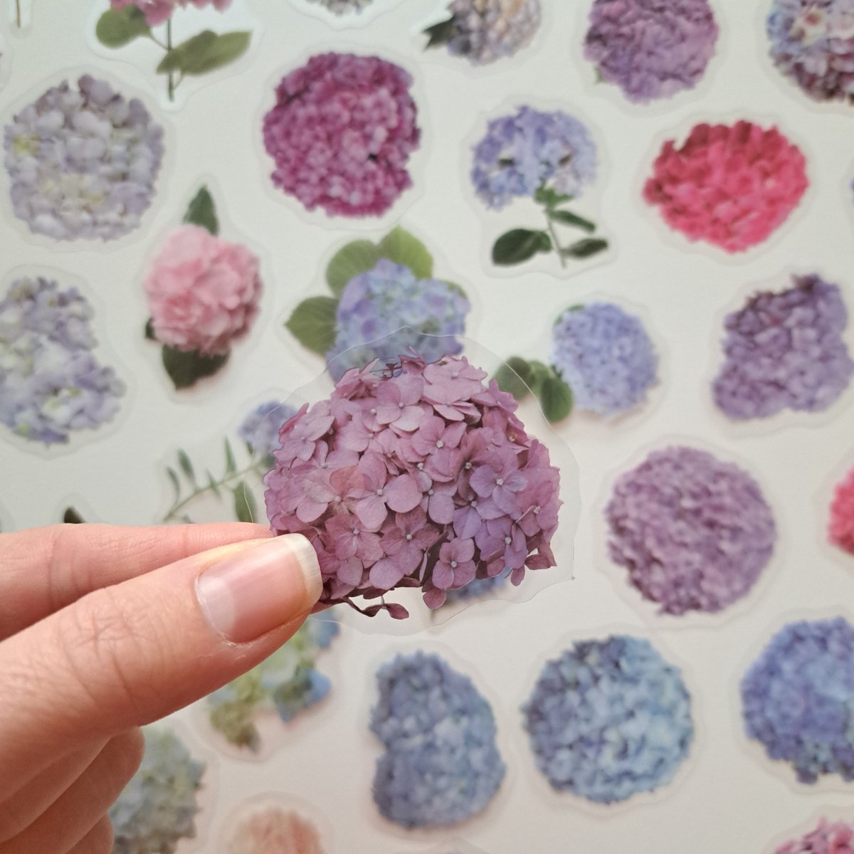 Hortensia stickers - bloemen - Transparante stickers - 40 stuks - Scrapbook - Bullet journal stickers - laptop stickers - Stickers volwassenen en kinderen