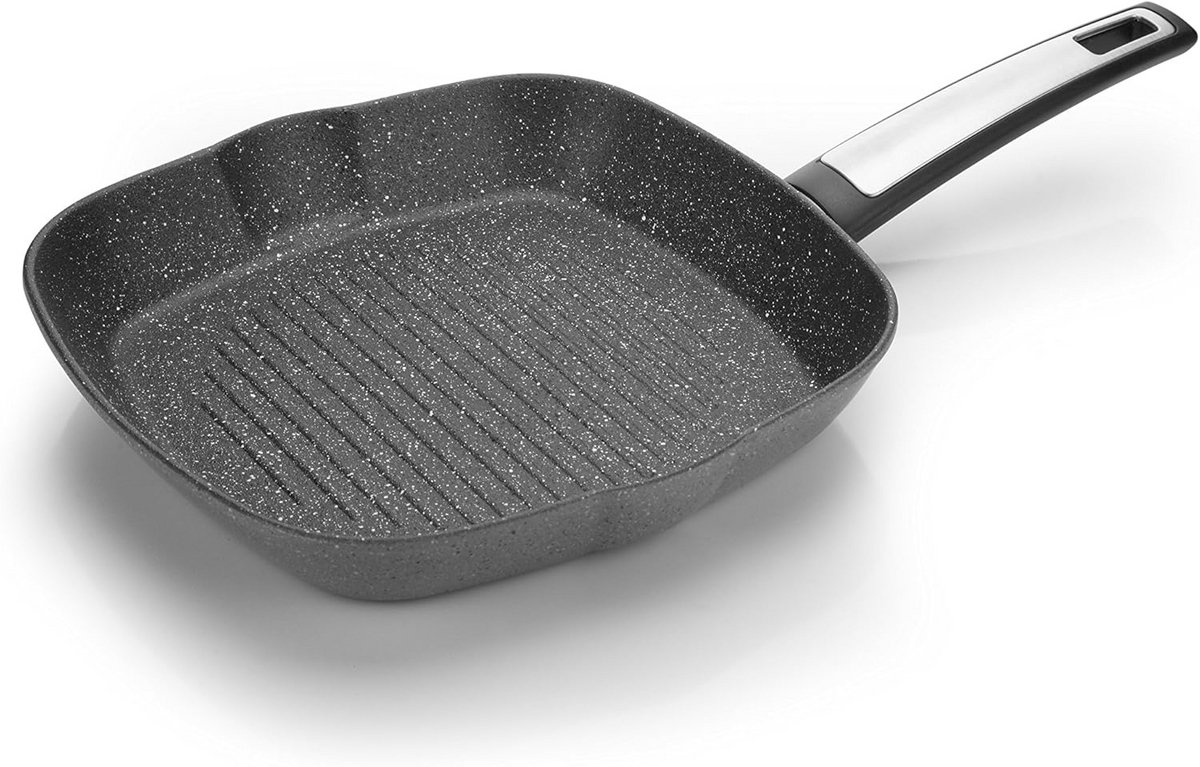 Koekenpan met Steenlook Antiaanbaklaag, Roestvrijstaal, 26 cm