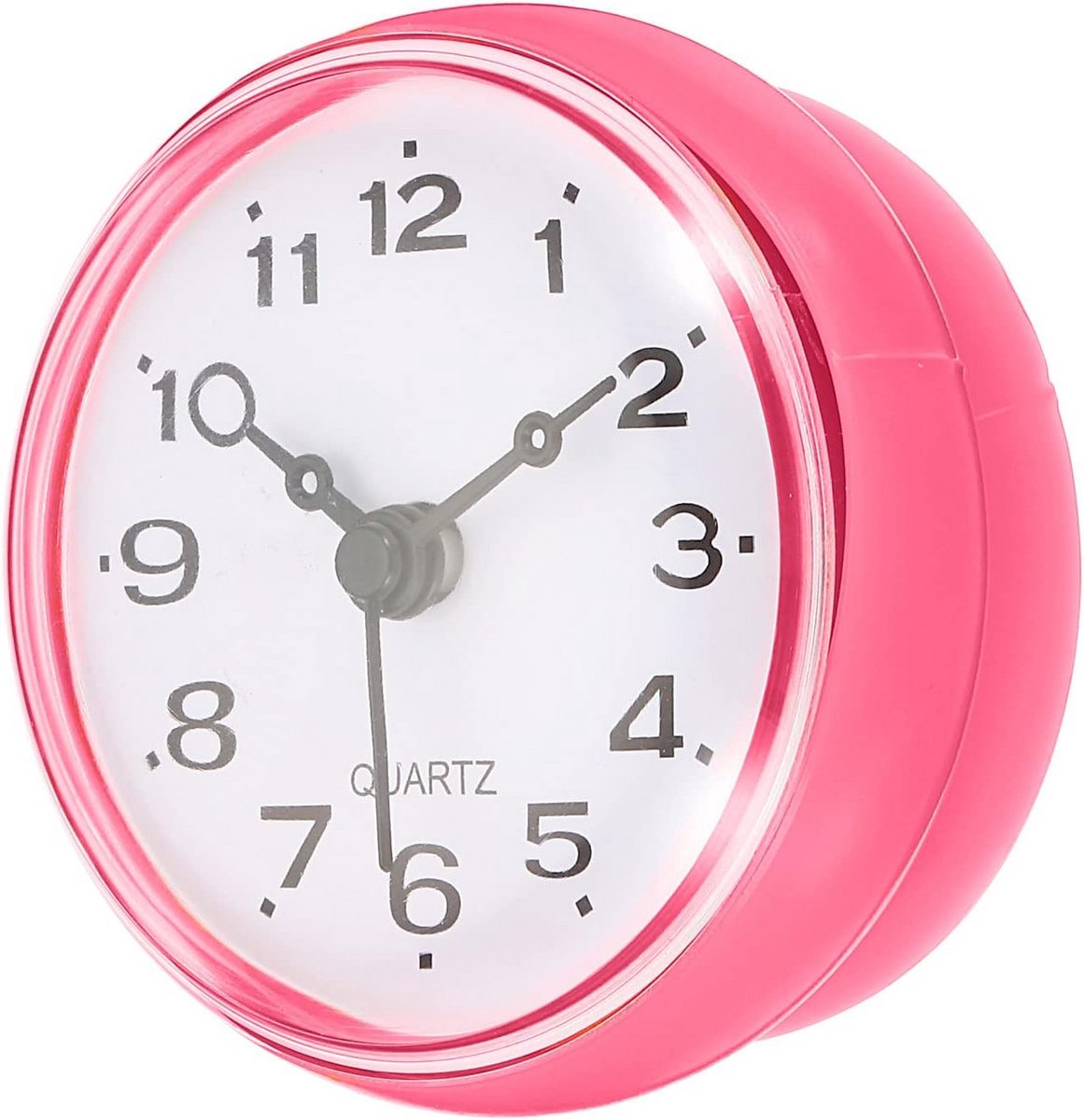 Waterdichte Mini Wandklok met Zuignap - Rond, Roze - Voor Badkamer en Keuken
