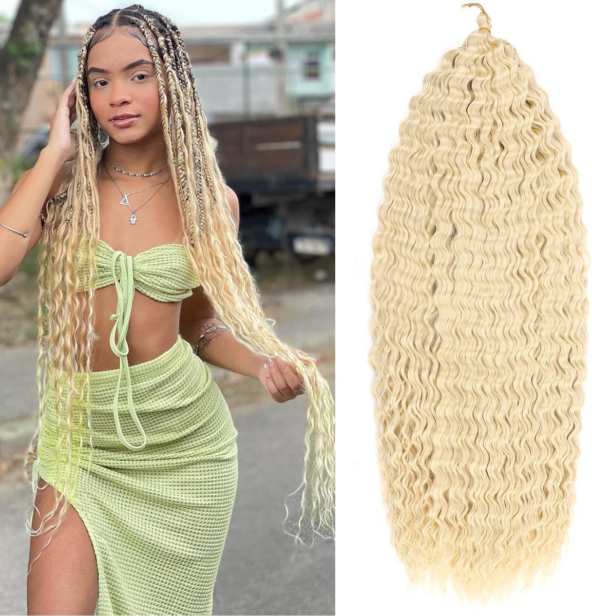 Gehaakte haar extensies, lang en golvend, 30 inch, zachte synthetische vezels