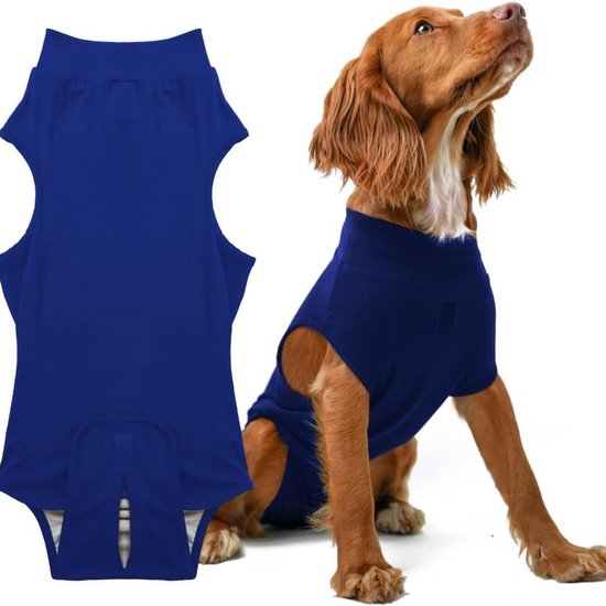Hygiënisch pakje voor huisdieren, herstelpakje voor honden, anti-lik, warm en comfortabel, huisdierkleding, koningsblauw, maat S.