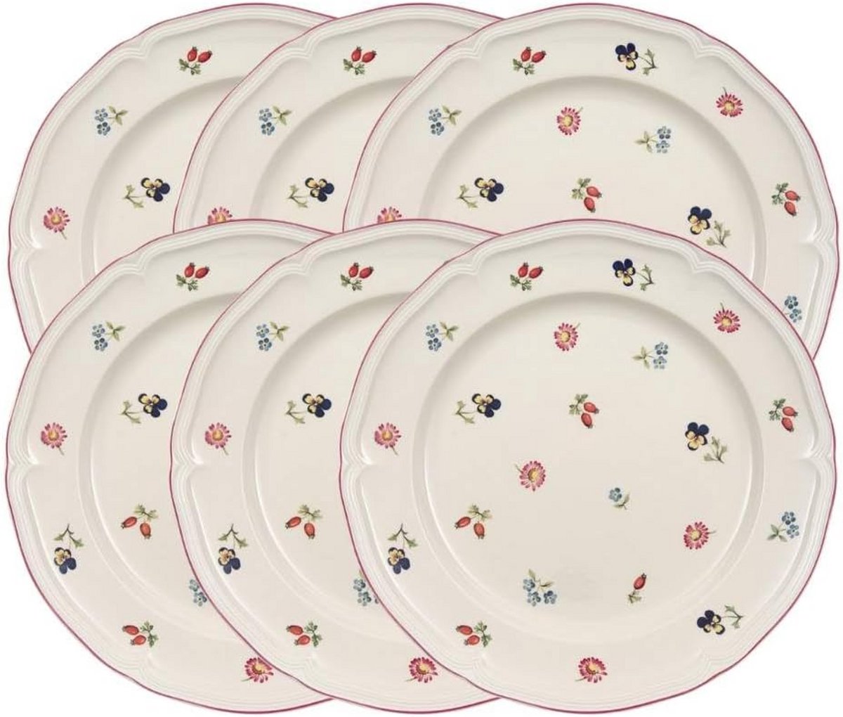Porseleinen borden met bloemenmotief, set van 6, 29,2 cm