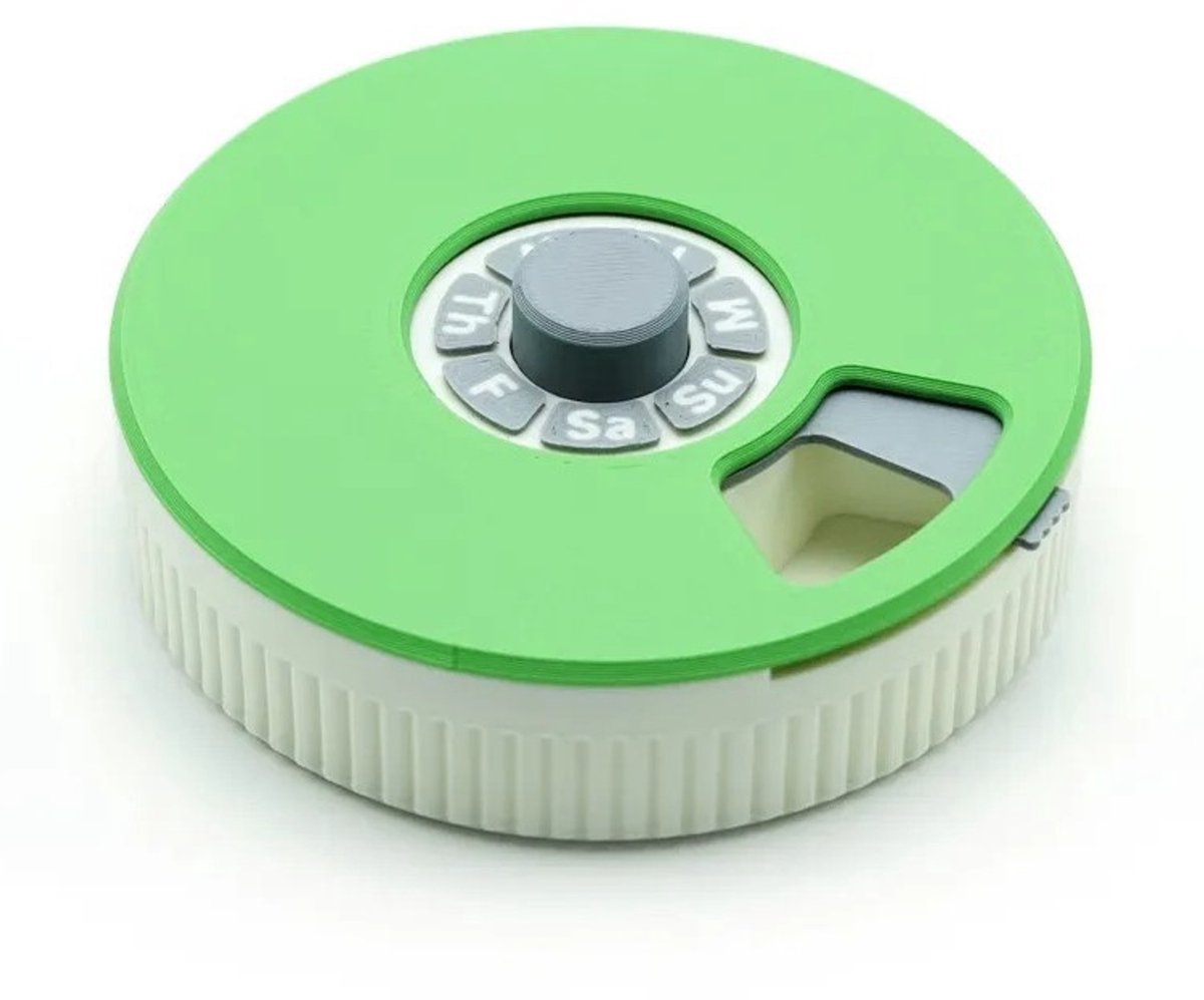 3D-geprinte draai- en drukpilendoos - Klein gereedschapsdoosje - pillendoos