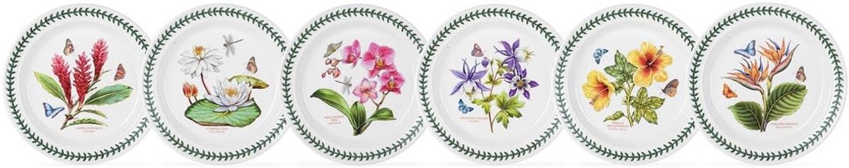 Dinerbord 27 cm Set van 6 – Rond, Keramisch, Vaatwasmachine, Magnetron, Oven en Vriezer Bestendig, Verschillende Motieven