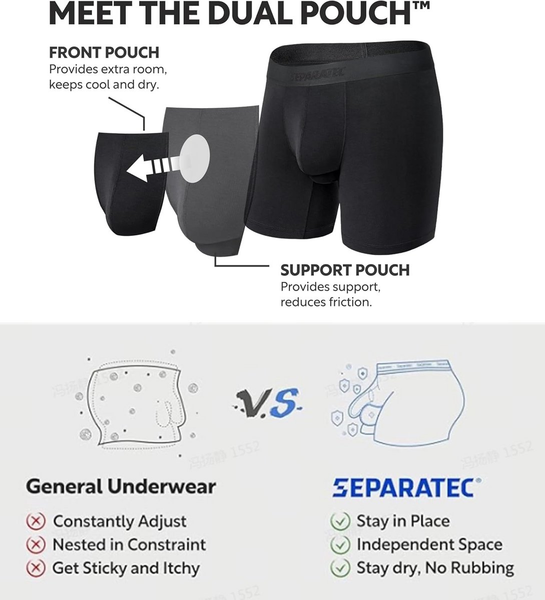 Mannelijke Boxershorts met Dual Pouch - 3-Pack
