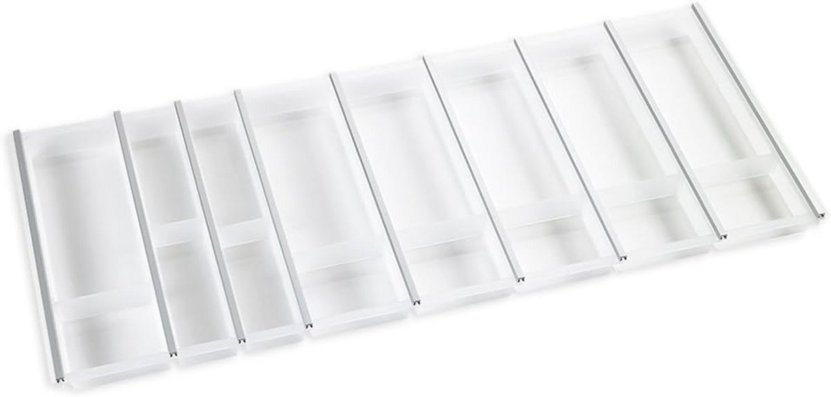 Besteklade 120 cm wit transparant kunststof aluminium profielen flexibele verdeling