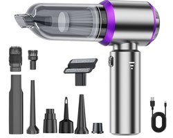 OKWISH Auto Stofzuiger met Blaasfunctie - Draadloze Handstofzuiger met 19000Pa en 3 Snelheden - Zilverviolet