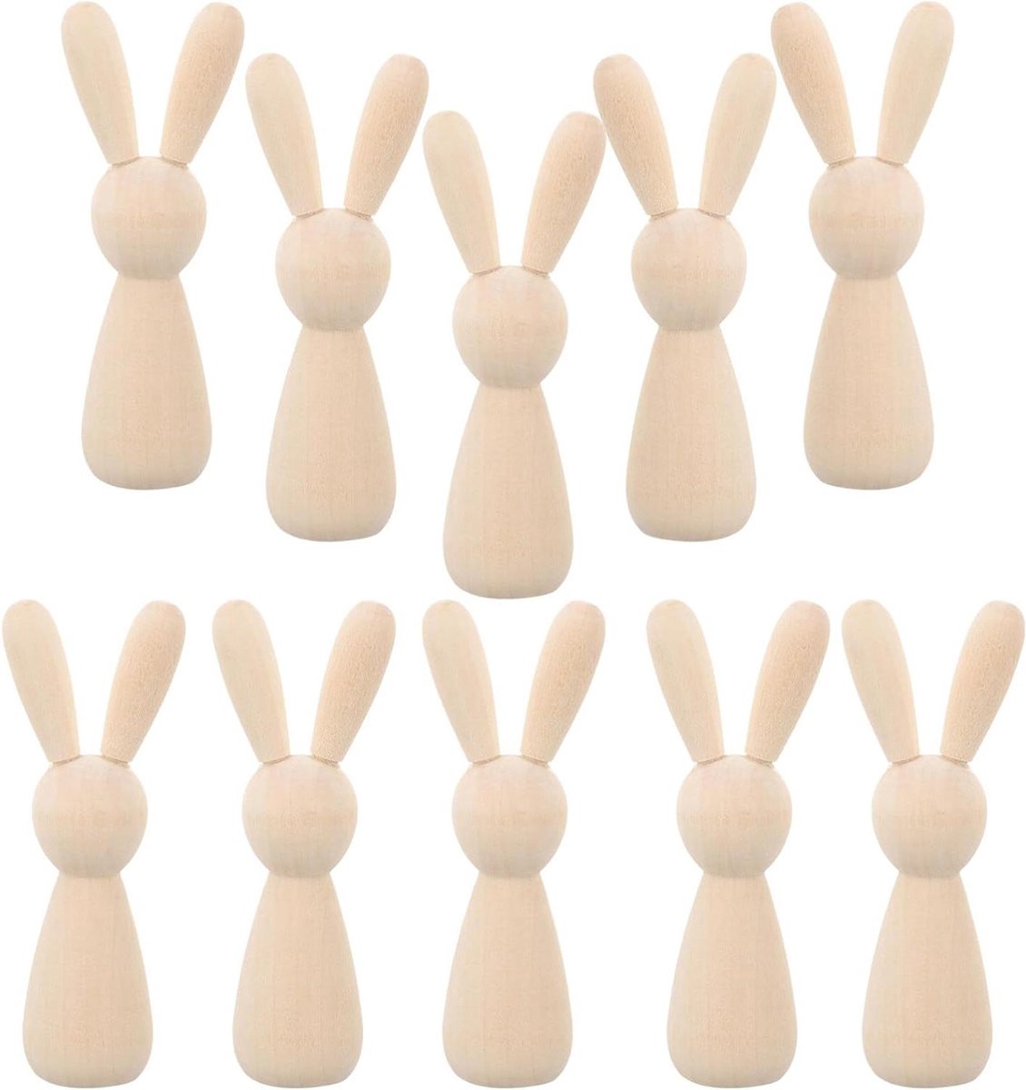 Ronte - Houten Konijnenpoppen Set voor DIY Handwerk en Decoratie - Pasen, Kunst, Feestdecoratie