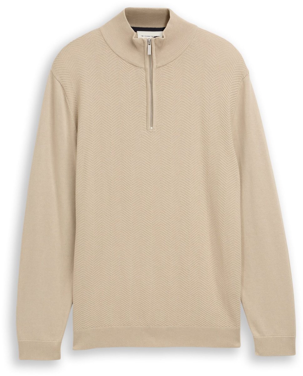 Tom Tailor - Heren pull - Maat L - Mannen - Bruin - katoen
