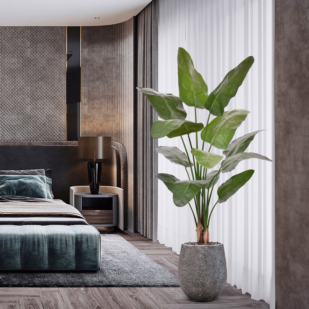 maxifleur Kunstplanten Strelitzia Nicolai deluxe Kunstpalm 170cm in pot Groen