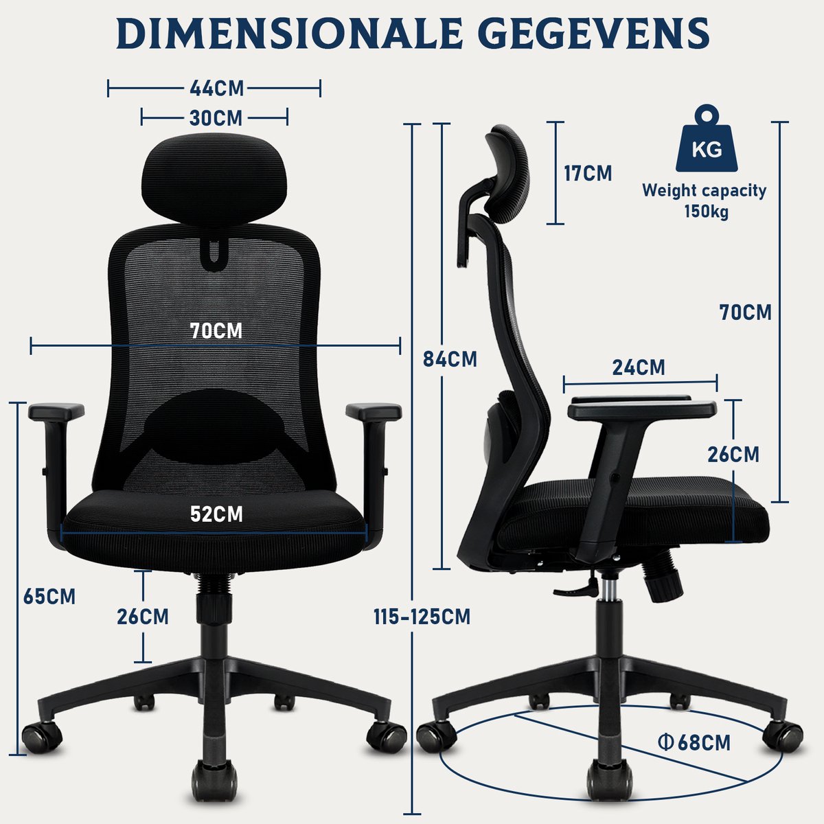 Milacyee Ergonomische Bureaustoel met Verstelbare - afbeelding 3