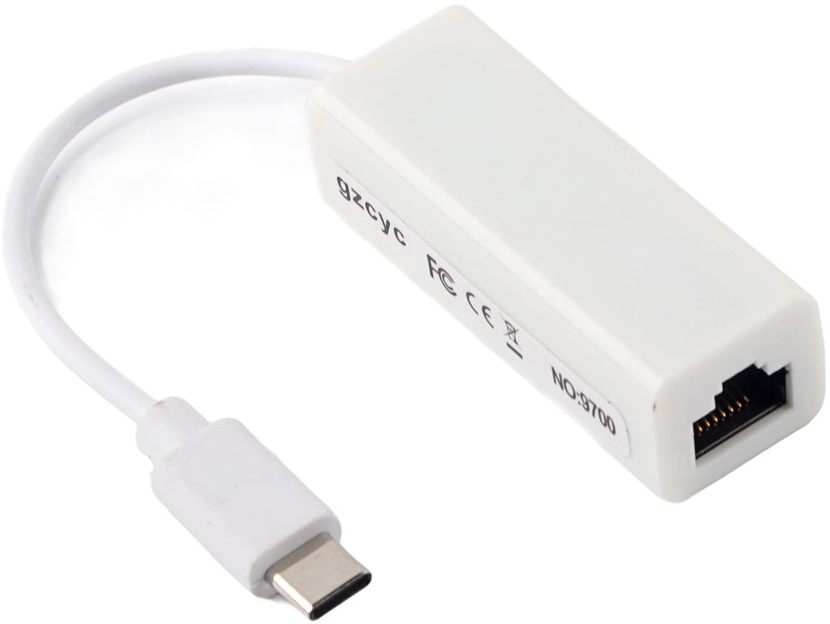 USB-C naar Ethernet-adapter RJ45 naar USB-C Ethernet LAN-netwerkadapter, compatibel met Windows XP/7/8 en macOS.