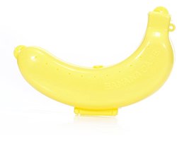 Bananendoos - Bananenbox - Bananen Bewaardoos - Bananentrommel - Geel - 19,5 x 11,1 cm - Klikdeksel - Vaatwasbestendig - BPA-vrij Polypropyleen