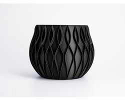 Bloempot met Geheim Vak - Plantenpot met Verborgen Kluis - Push-to-Open Systeem - Duurzaam PLA – Zwart