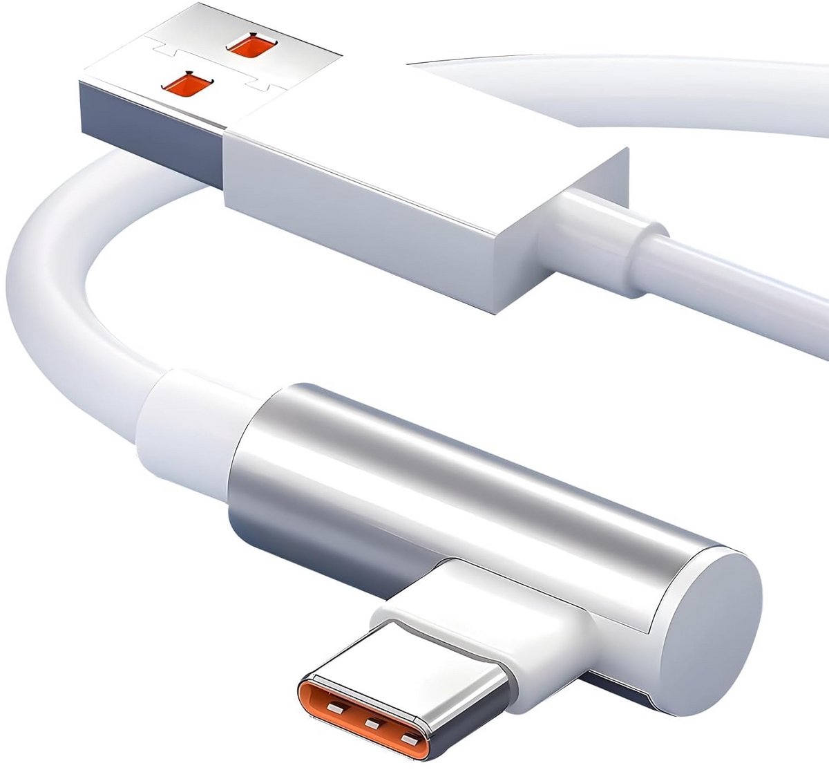 Krachtige 120W USB-C Kabel 2 Meter met 90 Graden Hoek voor Snel Opladen (6A)