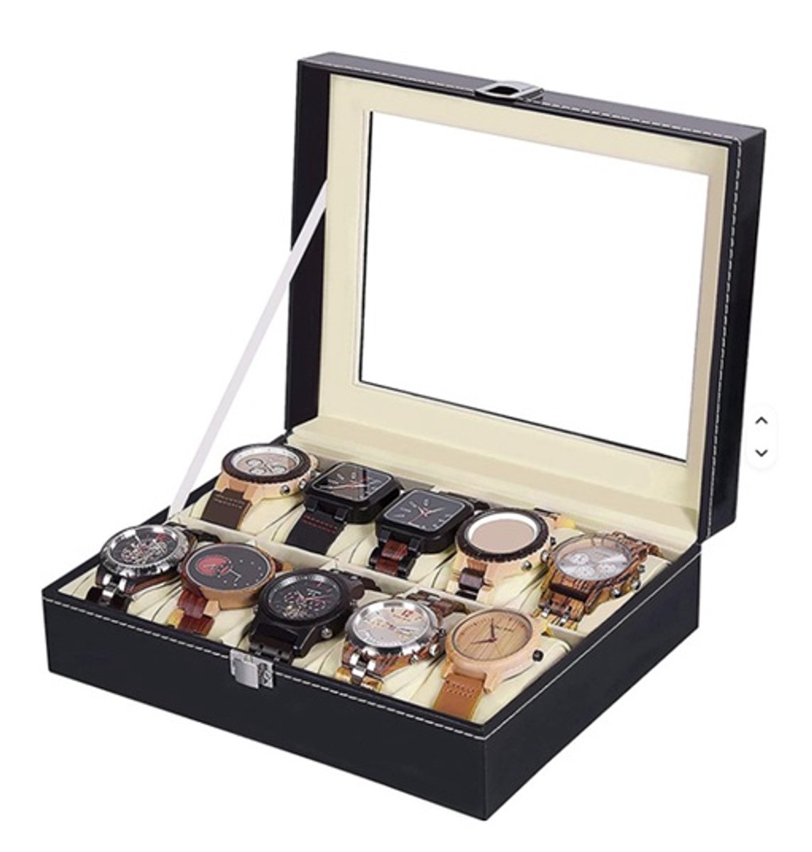 Horloge doos voor 10 stuks - opbergdoos - display - watch box - horloge koffer - kunstleer - horloge organiser - horloge kist - horloge etui - sieradendoos