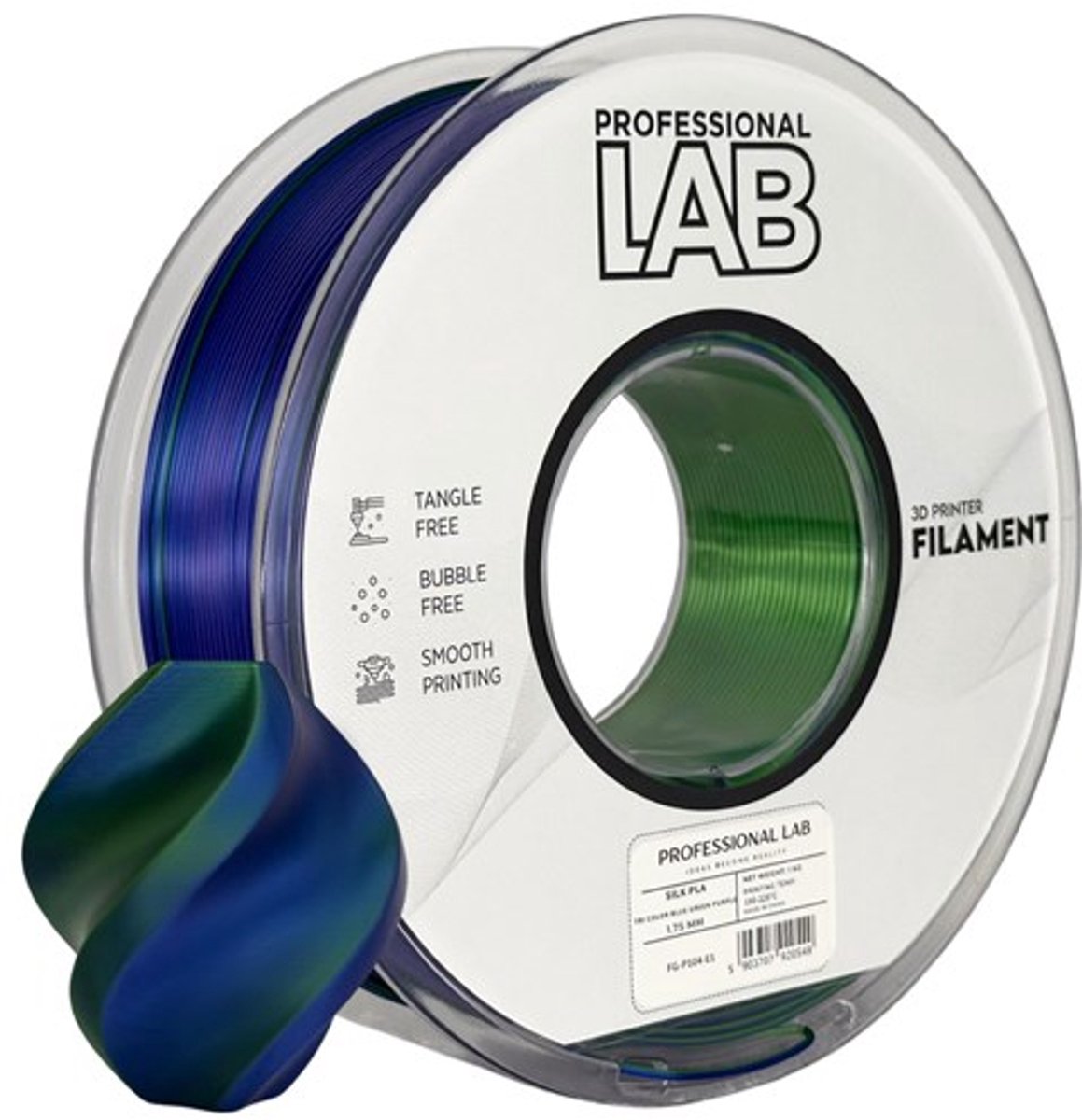 Professional Lab - Silk PLA - Tri Color blauw/groen/paars - 1kg - 1.75mm