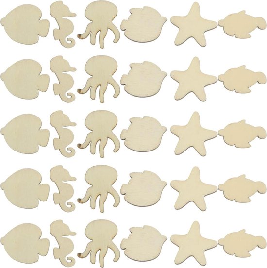 Perlin Houten strooidecoratie, 100 stuks, bloemen, dieren, vormen, doe-het-zelf set om te beschilderen, scrapbooking, tafeldecoratie, bruiloft, kinderen, creatieve set, 23-34 mm, natuur