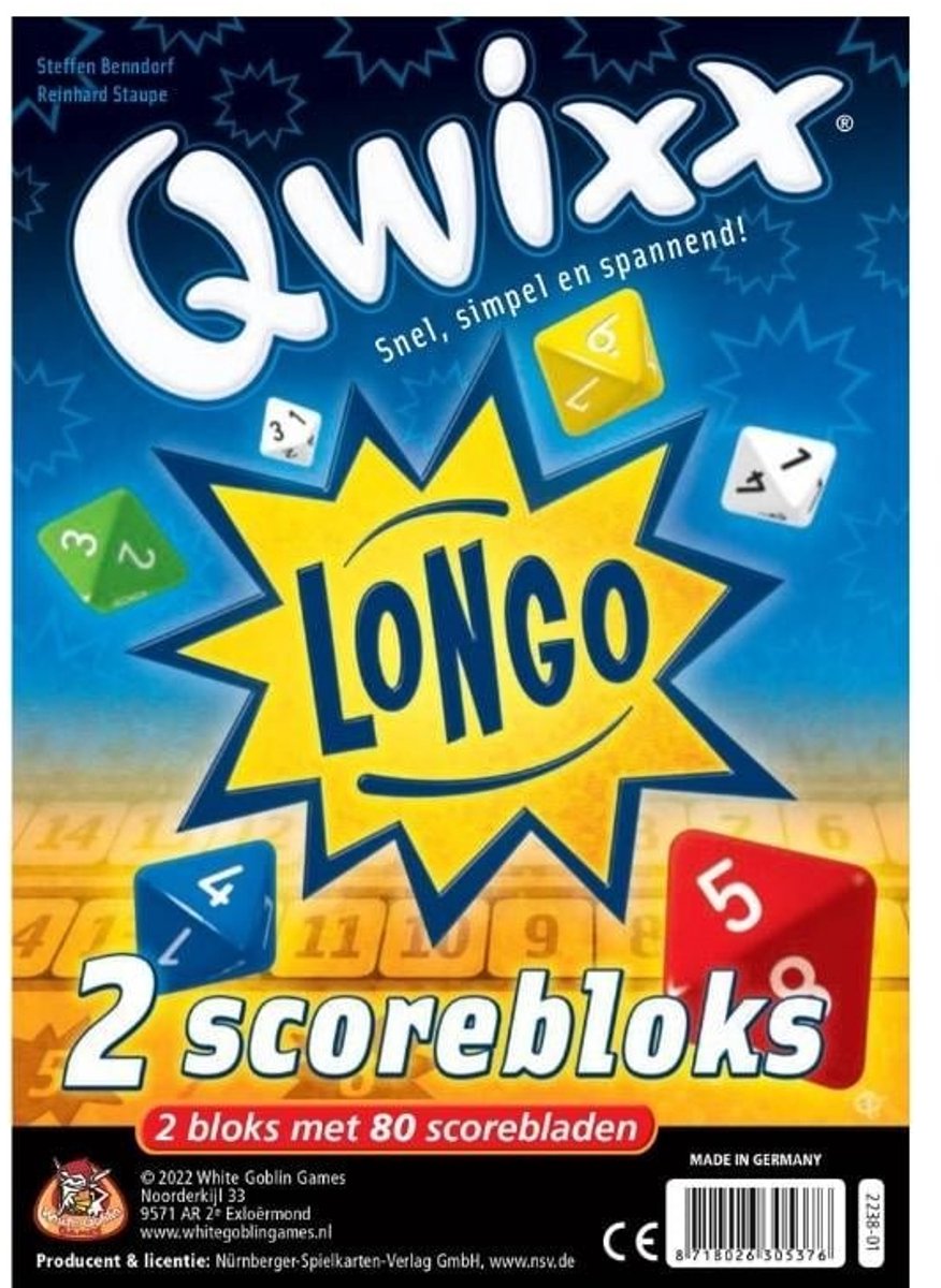 White Goblin Games - Qwixx Longo Bloks (extra scoreblocks) - Dobbelspel - 2 tot 5 spelers - Voor de hele familie - uitbreiding - Gezelschapsspel — afbeelding 3