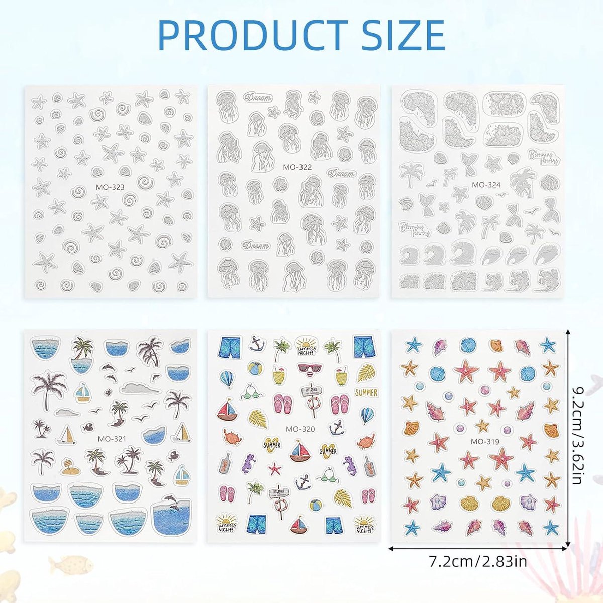 Ronte - 3D Reliëf Oceaan Nagelstickers Zelfklevend Manicure Accessoires Dames