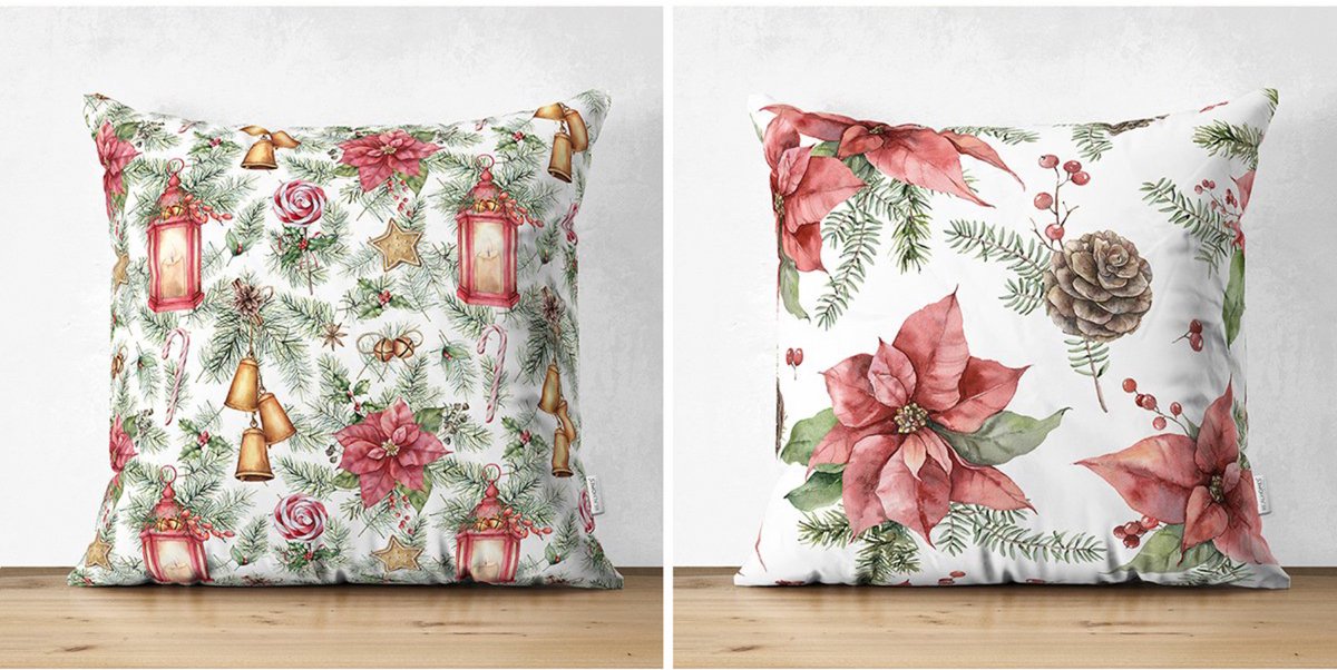 De Groen Home Sierkussen velvet set van 2 stuks - 50x50 - Kerst decoratie - De Groen Home rood