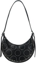 FiveloveTwo Vrouwen Klinknagel Ketting Handtas Portemonnee Clutch Kleine PU Lederen Satchel Schouder Tote Top Handvat Tas Zwart, Zwart, Eén maat, Bakken